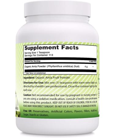 Amazing India USDA Certified Organic Amla Powder Supplement | 16 Oz | Raw Vegan | Non-GMO | Gluten-Free | Made in USA - Buy Online on GoSupps.com