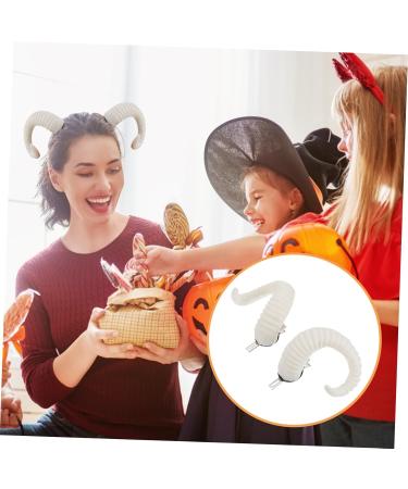 VINTORKY Pair Ram Horns Cosplay Halloween Hair Clip Horn Headband Demon Horns Cosplay Black Rose Hair Clip Horn Hair Clips Halloween Hair Accessories Goat Horns White Devil Clothing Women's - Buy Online on GoSupps.com
