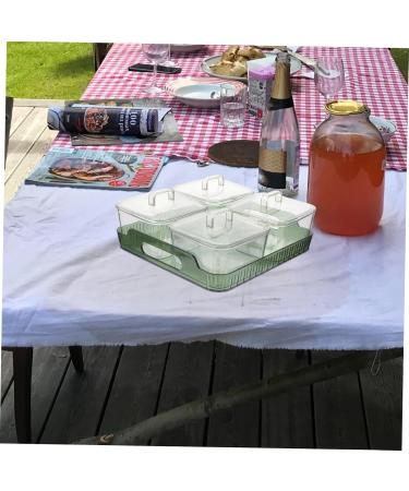 Mikinona Divided Serving Tray 1 Set Four Grid Fruit Plate Plastic Tray Mimosa Bar Supplies Snack Holder Snack Box Coffee Beans Green 21X21X8CM - Buy Online on GoSupps.com