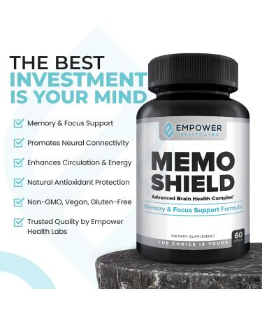 MemoShield Brain Health Supplement Advanced Memory Support with Lion's Mane Bacopa Monnieri and Ginkgo Biloba Cognitive Function and Brain Health Formula 60 Capsules - Buy Online on GoSupps.com