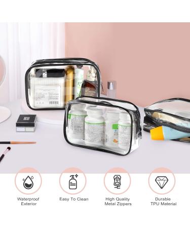 Weewooday 12-Piece Clear Cosmetics Bag Set - Waterproof PVC Zippered Toiletry Carry Pouch for Makeup and Toiletries - Portable Organizer Case for Travel - Black Medium - Buy Online on GoSupps.com