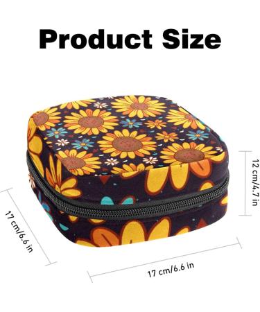 Sunflower Print Sanitary Napkin Storage Bag | Portable Period Kit Pouch for Menstrual Cup & Sanitary Pads | Zippered Menstrual Pad Organizer for Women & Teens - Color 10 - Buy Online on GoSupps.com