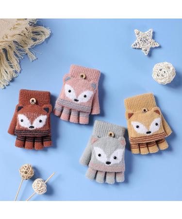 Kids Puppy Flip Top Half Finger Gloves - Fox/Red | Ages 3-8 Yrs - Buy Online on GoSupps.com