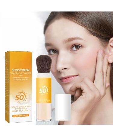 Sunblock Setting Powder with SPF Brush on Block SPF 30 Mineral Powder Sunscreen Powder for Face Makeup Kit Translucent Setting Powder SPF Protector Solar Facial Beach Essentials for Women (3)