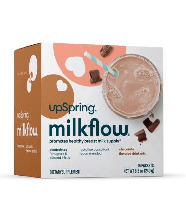 UpSpring MilkFlow Fenugreek & Blessed Thistle Supplement Drink Chocolate 16 Packets (15 g) Each