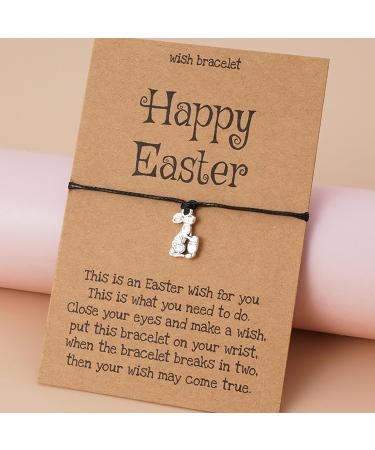 OralGos Happy Easter Bracelet - Adjustable Alloy Rabbit Pendant Wax Rope Braided Bracelet for a Festive Look - Buy Online on GoSupps.com