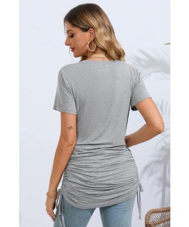 Sosolism Maternity Nursing Dress - 4 in 1, Short Sleeve, Side Drawstring Top - Light Grey (Size L) - Buy Online on GoSupps.com