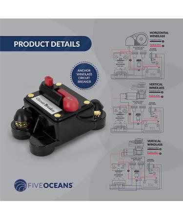 Five Oceans 12V Anchor Windlass Circuit Breaker | Manual Reset | Waterproof IP67 | Surface Mount - 80 Amps - Buy Online on GoSupps.com