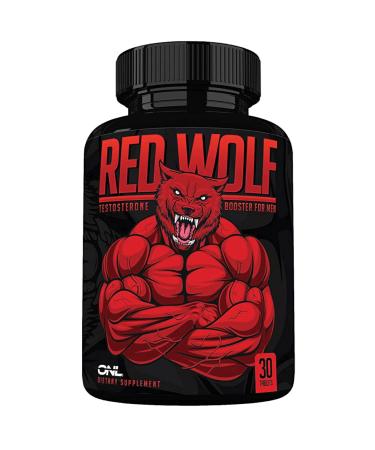 Red Wolf Testosterone Booster for Men - Enlargement Supplement - Ultimate Mens High Potency Endurance, Drive, and Strength Booster - Osyris Nutrition Lab - Made in USA - 30, 60 and 90 days supply (30) 30 Count (Pack of 1)