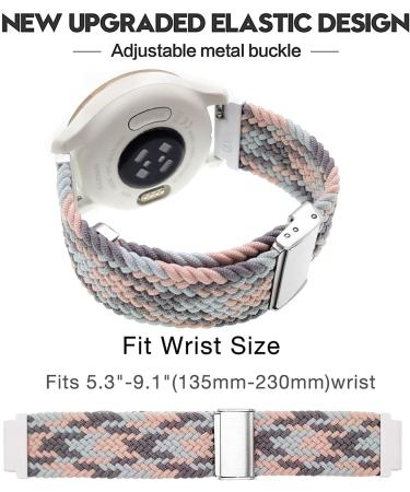 Abanen for Garmin Venu Sq / Venu 2 Plus / Vivoactive 3 Braided Loop Watch Bands  20mm Elastic Soft Stretchy Nylon Wristband Strap with Adjustable Clasp for Garmin Vivomove 3 Approach S40 Grey Pink - Buy Online on GoSupps.com