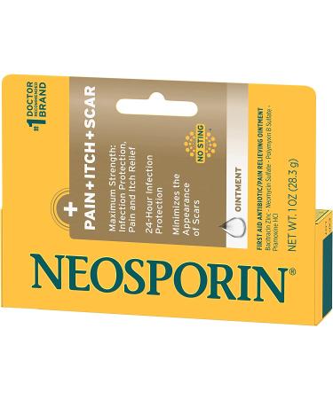 Neosporin Pain Itch Scar Ointment 1 oz - Antibacterial First Aid Treatment - Buy Online on GoSupps.com