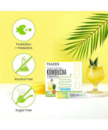 TEAZEN Lemon Flavor 30 Stick Pack Kombucha Powder Drink Mix (Lemon 30 Sticks x 1.76oz) - Buy Online on GoSupps.com