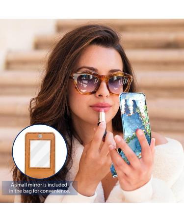 Shop Stylish Leather Lipstick Case with Mirror - Mini Lip Gloss Organizer for Christmas Perfect Gift for Makeup Lovers - Buy Online on GoSupps.com
