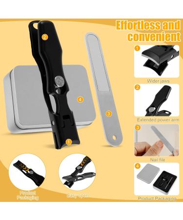Nail Clippers for Thick Nails Wide Jaw Nail Trimmer Stainless Steel Nail Cutter with Nail Clip Storage Portable Fingernail Cutter Labor Saving Fingernail Trimmer for Women Men Adults(black) - Buy Online on GoSupps.com