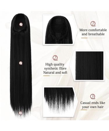 Sofeiyan 70cm Ponytail Hair Extension - Soft Straight Braid Synthetic Ponytail for Women - Natural Black Hair - Buy Online on GoSupps.com
