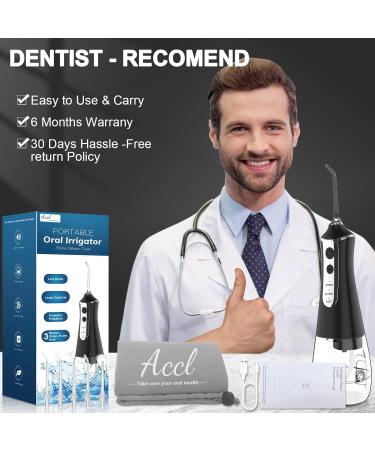 Portable Cordless Water Flosser Teeth Cleaner - 3 Modes, 5 Jet Tips, Travel Bag - Black 350ML - Buy Online on GoSupps.com