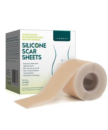 Silicone Scar Sheets(1.6 x 120 ) Large Roll Silicone Scar Tape - Professional Waterproof Soft Scar Strips for Acne Scars C-Section Keloid Surgery Burn Scars Skin Care 10-12 Month Supply - Buy Online on GoSupps.com