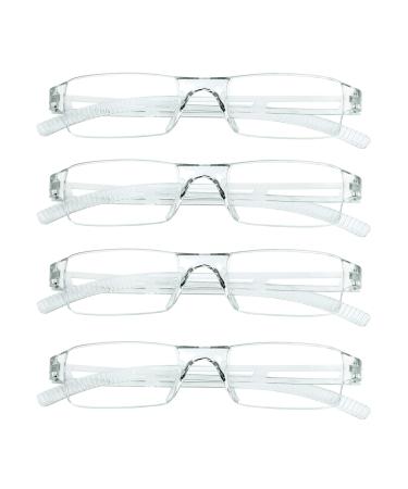 4 Pairs Reading Glasses, Blue Light Blocking Glasses, Computer Reading Glasses for Women and Men, Fashion Rectangle Eyewear Frame(4 Clear, +2.50 Magnification) 4color_clear 2.5 x