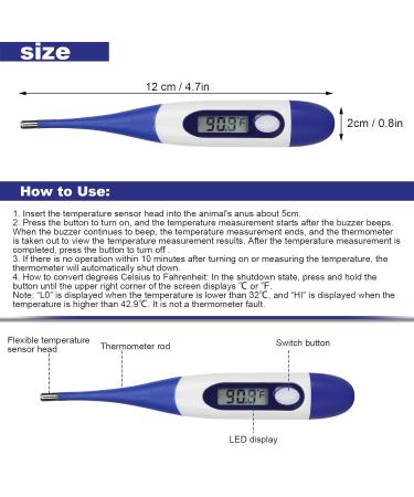 Pet Livestock Thermometer Professional Portable Pig Animal LED Display Fast Digital Veterinary Thermometers for Dogs Cats Pigs Sheeps - Buy Online on GoSupps.com