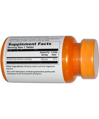 Thompson Chromium Picolinate 200 mcg - 60 Tablets for Blood Sugar Support - Buy Online on GoSupps.com