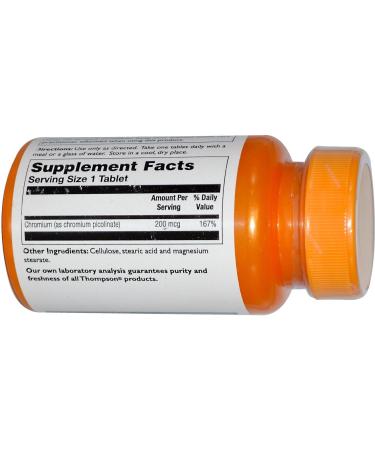 Thompson Chromium Picolinate 200mcg 60ct Tablets - Convenient Plastic Bottle - Buy Online on GoSupps.com