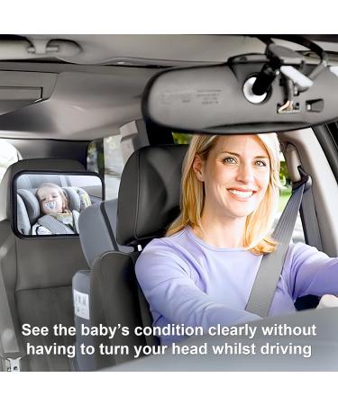 Evcgox 360 Rotatable Baby Car Mirror - Large Vision Back Seat Acrylic Mirror for Safe Parenting - Buy Online on GoSupps.com