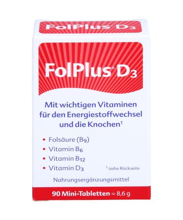 Steripharm pharmaceutical products GmbH & Co. Folplus vitamin B + D3 for memory nerves energy and bones 90 pieces (1 Pack)