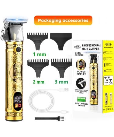 Beard Trimmer & Hair Clippers for Men | Golden Electric Razor with LCD Display | Professional Barber Kit - Strong Motor & Type C Charger - Buy Online on GoSupps.com
