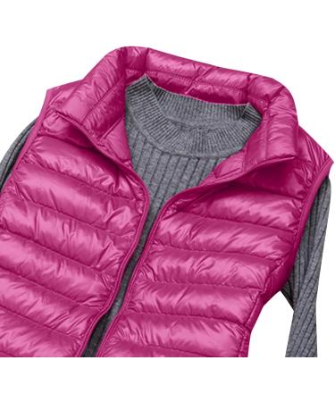 oelaio Puffer Vest for Women Sleeveless Zip Up Outerwear Plus Size Warm Puffer Shawl Slim Fit Lightweight Down with Pocket Hot Pink Medium - Buy Online on GoSupps.com