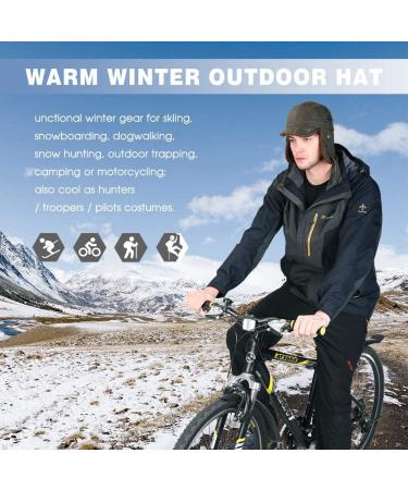 Comhats Aviator Hat Faux Leather Pilot Cap for Men - Winter Trapper Hunting Hat (Brown, Medium) - Buy Online on GoSupps.com