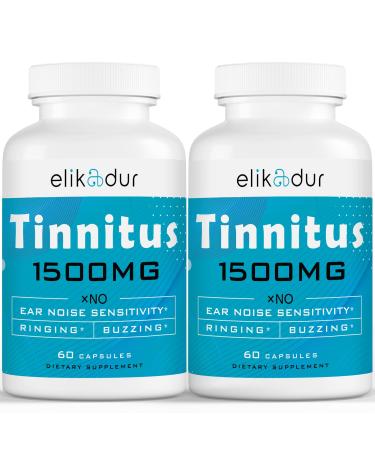 1500 MG Tinnitus for Ringing Ears Tinnitus Supplement for Ear Ringing Proprietary Herbal Blend & Bioflavonoids Reduce Ear Tinnitus for Women and Men (60 Capsules 2-Pack) 60 Count (Pack of 2)