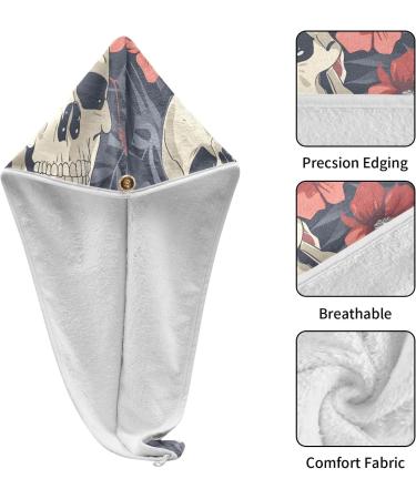 Seamless Skull & Flower Hair Towel 2 Pack | Super Absorbent Quick Dry Hair Turbans for Women & Girls - Buy Online on GoSupps.com