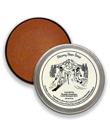 Clove & Orange Soap Skier & Snowboarder Bar Soap for Men & Women - 1 (4oz) Handmade Natural Body Bar in a Fun Gift Tin from