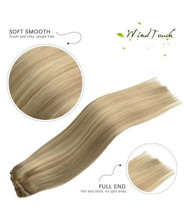 WindTouch 15 Inch Balayage Clip-In Hair Extensions - 70g Bleach Blonde #18P613 - Premium Remy Human Hair for Women - Buy Online on GoSupps.com