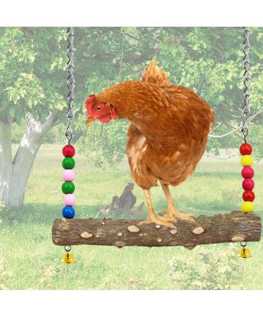 NCTP Chicken Swing Toys with Natural Wooden Handmade Chicken Perch, Chicken Wood Stand Chicken Bird Toy for Hens, Handmade Chicken Swing for Large Bird Parrot Hens Macaw Trainning