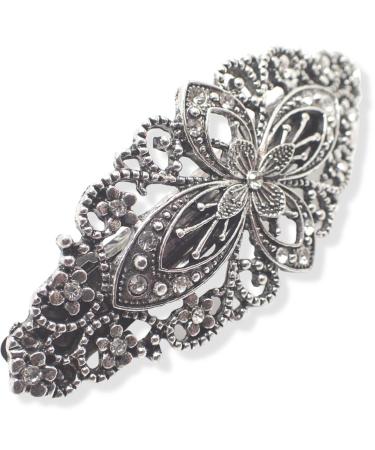 Topkids Accessories in ancient vintage style with rhinestones butterfly flower bridal jewelry wedding pearls filigree 8 cm