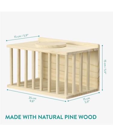 Navaris Wooden Hay Feeder for Small Pets - Rabbit and Guinea Pig Hay Rack - Natural Pine Wood Pet Hay Holder with Sliding Lid - Keeps Hay Tidy and Organised - Buy Online on GoSupps.com