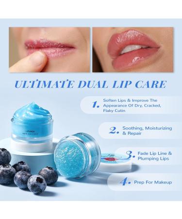 ANAI RUI Lip Therapy Set - Moisturizing Lip Scrub & Sleeping Mask for Soft Lips | Best Gift for Dry & Chapped Lips | Blueberry Flavor - Buy Online on GoSupps.com