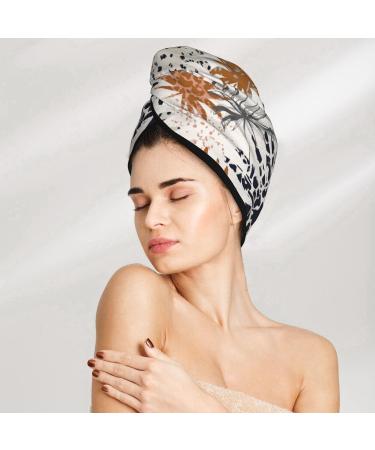 Hair Towel Wrap - Quick-Dry Turban with Button for Effortless Drying (Tropical Leaves) | International Shipping - Buy Online on GoSupps.com