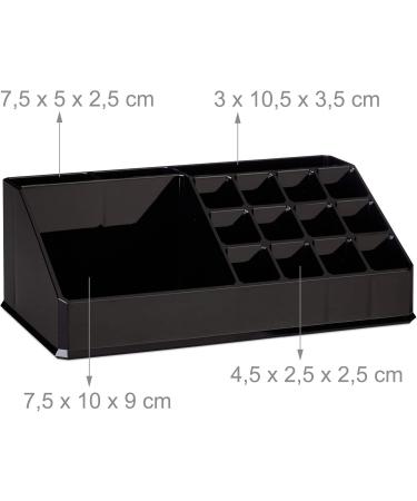 Relaxdays Makeup Organizer - 21 Compartment Acrylic Cosmetic Tower for Lipstick & Nail Polish - Black - Buy Online on GoSupps.com