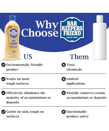 Buy Bar Keepers Friend Cleanser & Polish Liquid Kit - 13oz Stainless Steel Cleaner for Pots Pans & Cooktops | Includes Microfiber Towel Grout Brush & Scouring Pad - International Shipping Available - Buy Online on GoSupps.com
