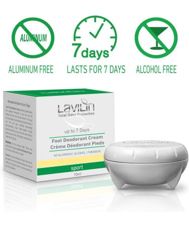 LAVILIN Sports Foot Deodorant Cream - Long-Lasting Odor Control for Athletes | Aluminum, Alcohol, Paraben Free | Cruelty-Free | 7-Day Protection - Buy Online on GoSupps.com