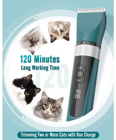 oneisall 5-Speed Cat Grooming Clippers for Matted Long Hair - Cordless Low Noise Pet Clipper Trimmer for Dogs Cats - Green - Buy Online on GoSupps.com