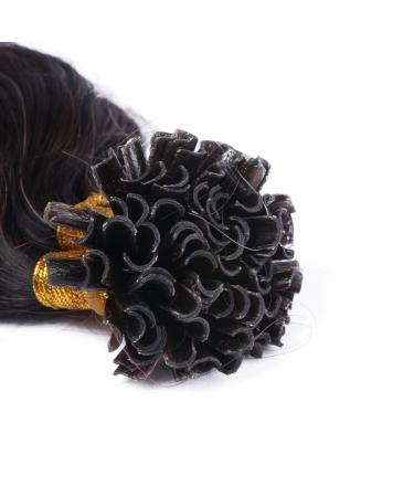 Shop 100% Remy Keratin Bonded Hair Extensions | #1B/Silver Ombre 50cm Wavy 50 Strands Easy to Use - Buy Online on GoSupps.com