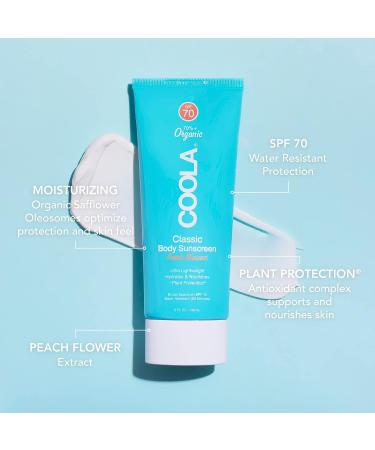 Coola Organic SPF 70 Sunblock Body Lotion - Peach Blossom - 5 Fl Oz | Dermatologist Tested, Vegan, Gluten-Free - Daily Skin Protection - Buy Online on GoSupps.com
