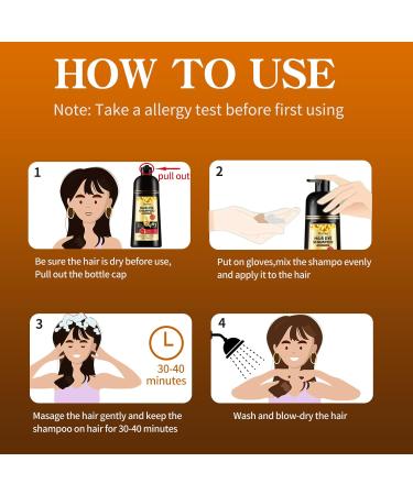 Herbal Instant Hair Dyeing Shampoo - Chestnut Brown | 3-in-1 Long-Lasting Hair Tint for Men & Women - Natural Herbs & Honey - 500ML - Buy Online on GoSupps.com