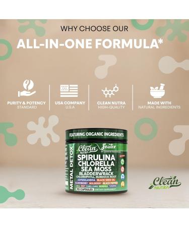 Sea Tox Organic Spirulina and Chlorella Capsules Natural Cleansing & Nourishment Sea Moss Bladderwrack Chlorophyll Burdock Root Ashwagandha Turmeric 90 Vegan Black Seed Oil Capsules by Clean Nutra - Buy Online on GoSupps.com