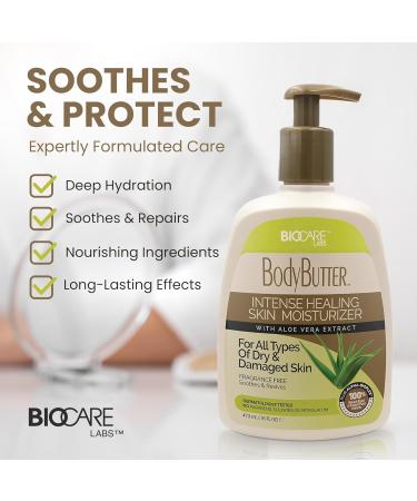 Biocare Labs Moisturizing Body Butter - Hydrating Body Cream W/Aloe Vera and Cucumber Extracts (Fragrance-Free) - Instantly Penetrates and Deeply Renews Skin - Lotion Designed For Dry Skin 16 Fl Oz (Pack of 1) - Buy Online on GoSupps.com