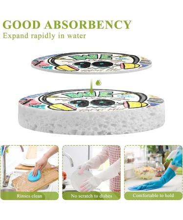 3-Pack Cleaning Kitchen Sponges Oval Vintage Poster Banner Kitchen Cellulose Dishwashing Wood Pulp Cotton - Buy Online on GoSupps.com