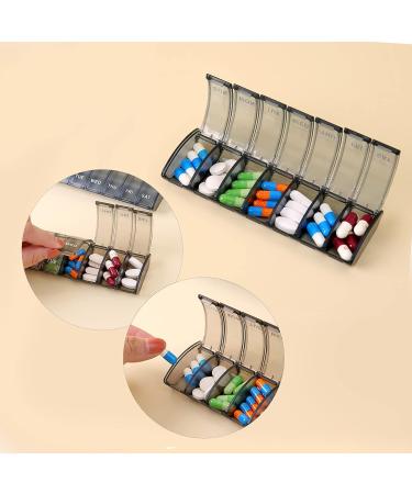 JAIMELA 7-Day Pill Organizer Box - Easy Open Medication & Vitamin Storage - Black - Buy Online on GoSupps.com